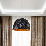 Modern Metal Ceiling Pendant Light With Domed Design In Black/White Black
