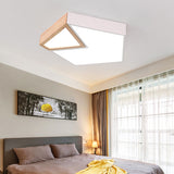 Contemporary Led Flushmount Ceiling Light - White/Green Pentagon Design With Warm Glow White /