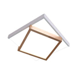 Modern 2 - Tier Wood Led Ceiling Light For Living Room In White/Warm - Square Flush Mount