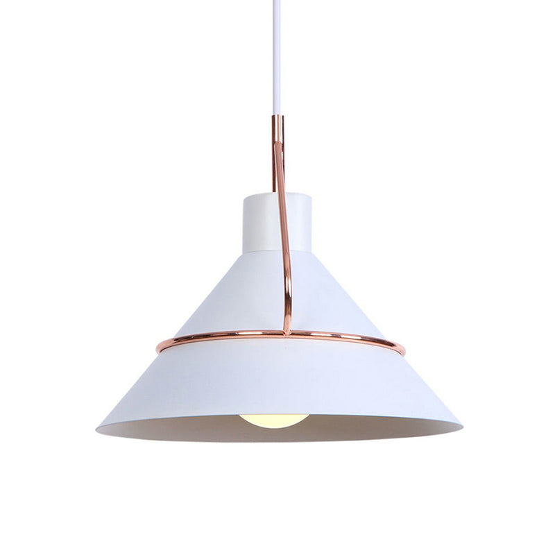 Contemporary Metal Pendant Lamp - 1 Light Minimalist Hanging Fixture For Living Room In White/Black