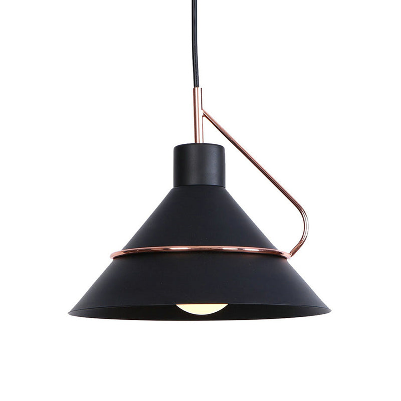 Contemporary Metal Pendant Lamp - 1 Light Minimalist Hanging Fixture For Living Room In White/Black