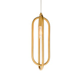Modern Brass Oval Down Lighting Pendant For Living Room - 1 Light Metal Suspension