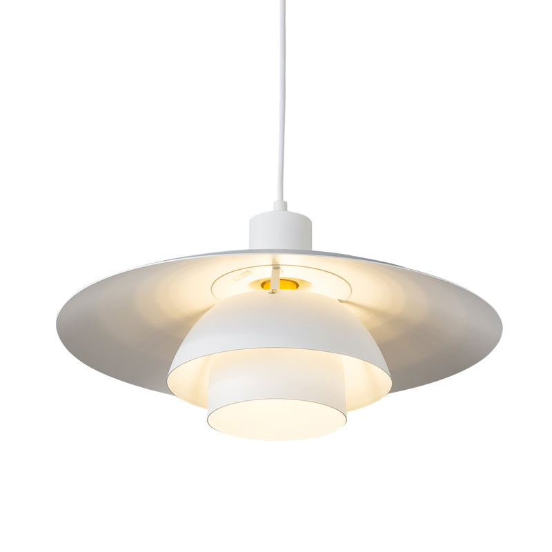 Contemporary White Metal 3-Tier Kitchen Pendant Lamp With 1 Light