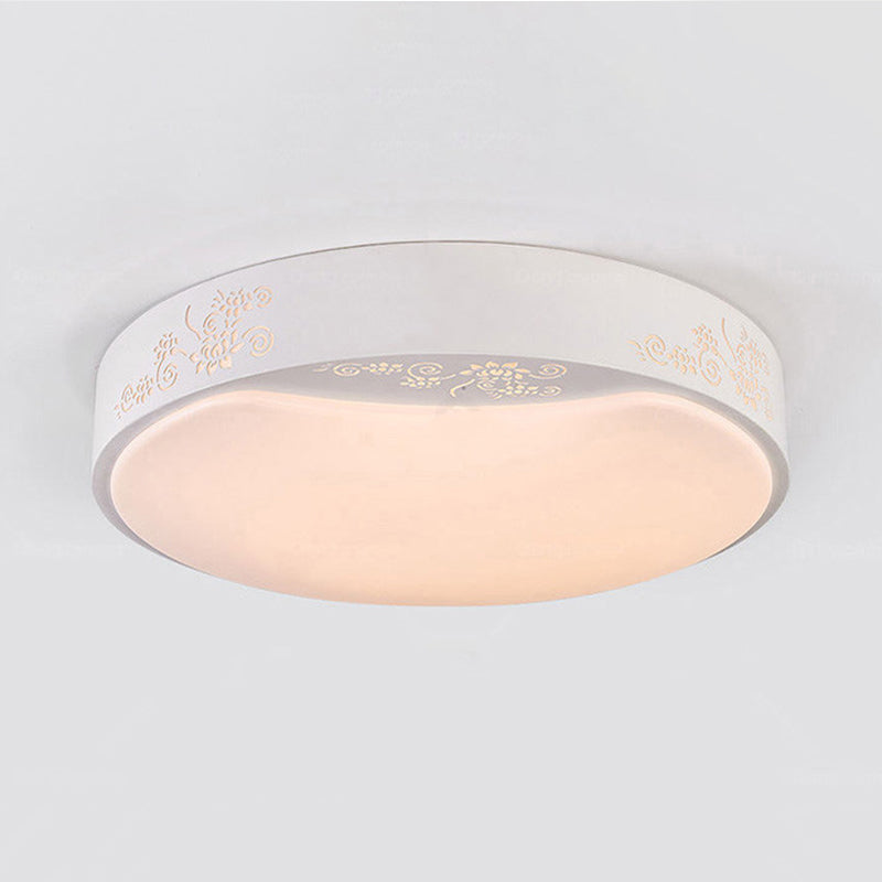 Modern White Circle Flush Mount Led Ceiling Light Fixture For Living Room - 16.5’/20.5’ Dia