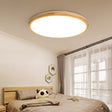 Modern Wood Round Flush-Mount Light Fixture - 14’/18’/21.5’ Wide Led White/Warm White / 14’