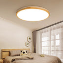 Modern Wood Round Flush-Mount Light Fixture - 14’/18’/21.5’ Wide Led White/Warm White / 14’