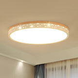 Modern Led Flush Light Fixture: Wood Circle Design With Acrylic Diffuser - White/Warm