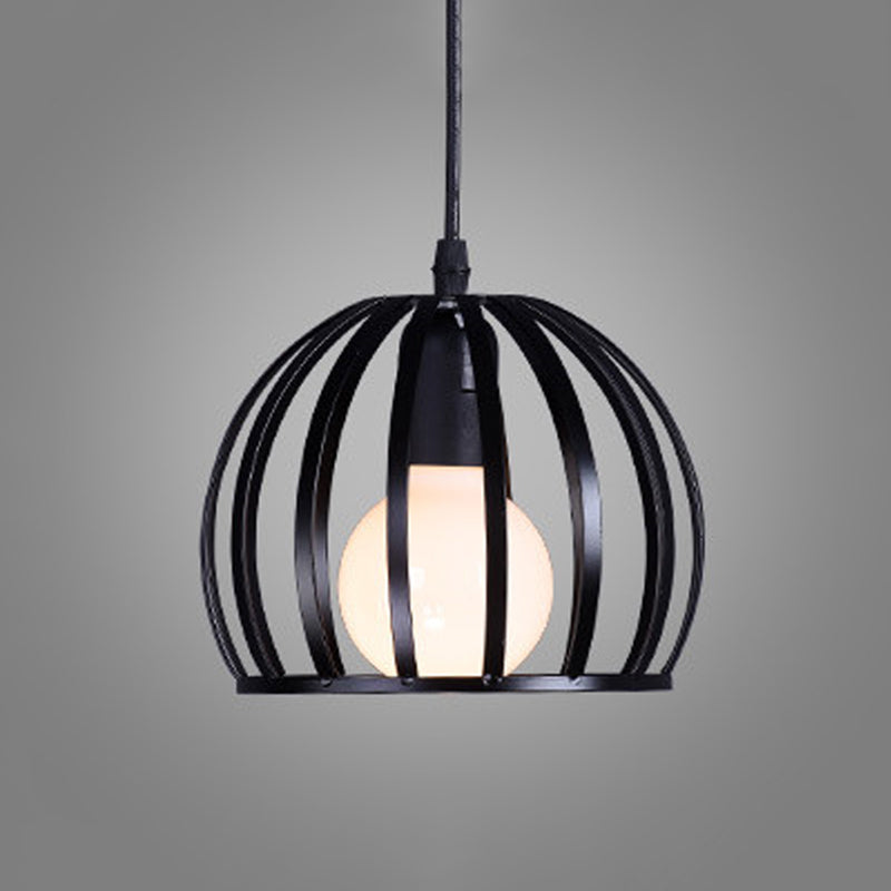 Contemporary Metal Spherical Hanging Pendant - 7/12/14 Wide 1 Head Black/White