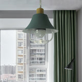 Modern Flare Metal Pendant Light Fixture - Blue/Yellow