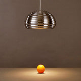 Modern Chrome Hanging Pendant Light With Down Lighting For Bedroom - Bowl Metal 1 Bulb