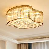 Modern Geometric Crystal Flush Mount Ceiling Light Fixture - 4-Gold Head Design