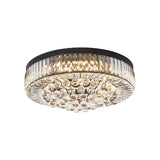 Modern Black Led Crystal Block Drum Ceiling Light Stepless Dimming 3 Color + Remote Control