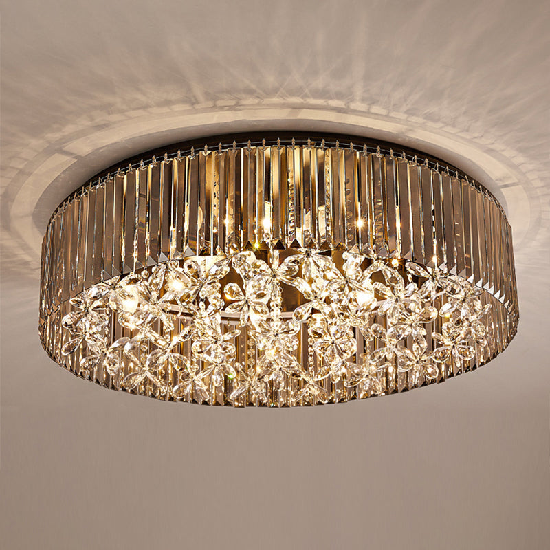 Contemporary Black Crystal 4-Head Flush Mount Ceiling Light