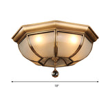 Postmodern Frosted Glass Dome Ceiling Mount Fixture 3/4 Heads Brass Flush Lighting With Crystal Drop
