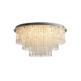 Modern Crystal Strand 3-Tier Nickel Led Ceiling Light Flush Mount For Living Room