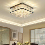 Modern Square Crystal Block Ceiling Light With 8 Heads - Nickel Flush Mount Lamp