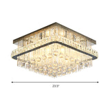 Modern Square Crystal Block Ceiling Light With 8 Heads - Nickel Flush Mount Lamp