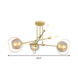 Modern 6/8 Heads Gold Chandelier With Amber Glass Shade