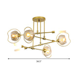 Modern 6/8 Heads Gold Chandelier With Amber Glass Shade