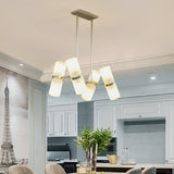 Modern 8-Light Gold Glass Tube Chandelier