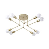 Contemporary Metal Radial Chandelier - 8-Head Gold Ceiling Hanging Light