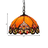 Victorian Orange Cut Glass Pendant Light For Living Room - 1-Light Ceiling Kit