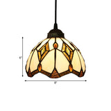 Victorian White/Red/Yellow Cut Glass Pendant Light Kit - Elegant 1-Light Grape/Flower/Diamond