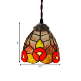 Baroque Dragonfly/Flower Stained Glass Pendant: Red/Green Kitchen Lighting Fixture