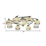 Shell Globe Semi Flush Ceiling Light - Mediterranean Style White/Colorful Lighting Fixture For