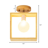 Modern Wood Semi Flush Mount Light - Triangle/Square/Pentagon Shape With White Glass 1 Head Ceiling