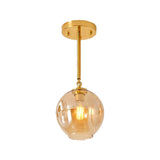 Amber/Smoke Gray Glass Semi Flush Light Fixture - Nordic Ceiling Mount For Hallway 1-Light