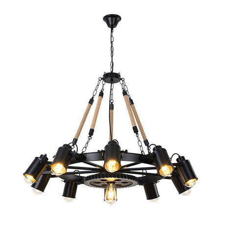 Black Metallic Pendant Chandelier - Factory Tube Design With 7/9/11 Lights For Dining Room 11 /