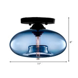Modernist Glass Flush Ceiling Light Fixture - Oblong Shape 1 Sky Blue/Amber/Smoke Gray/Coffee 11