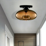Modernist Glass Flush Ceiling Light Fixture - Oblong Shape 1 Sky Blue/Amber/Smoke Gray/Coffee 11