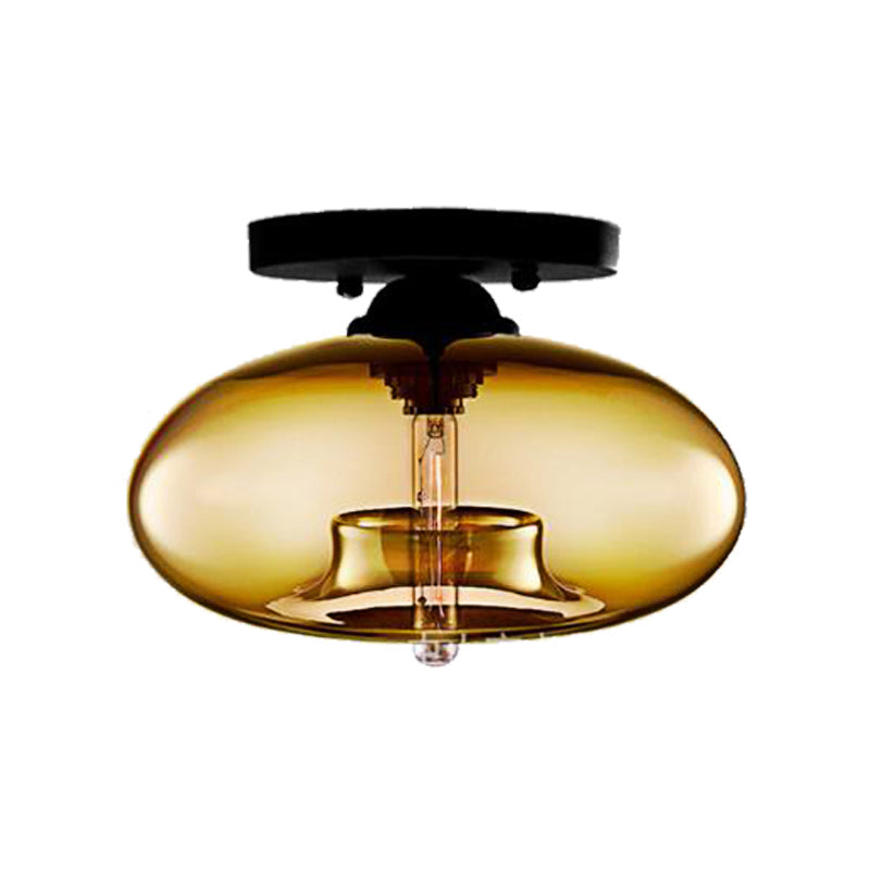 Modernist Glass Flush Ceiling Light Fixture - Oblong Shape 1 Sky Blue/Amber/Smoke Gray/Coffee 11