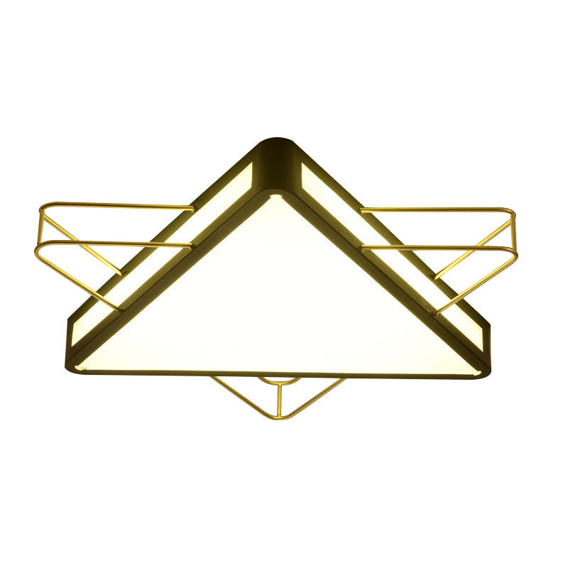 Nordic Metal Black/Grey Flush Mount Light With Acrylic Diffuser Star/Triangle Design