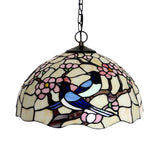 Red/Pink Stained Glass Pendant Chandelier With Tiffany-Style Design - 2-Light Flush Mount For