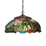 Victorian Blossom Hanging Chandelier - 3 Light Pink/Green Pendant For Dining Room Green