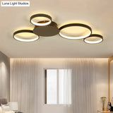 33.5’ - 47’ Wide White/Brown Ring Light Led Ceiling Flush Mount Lamp In Warm/White/Natural