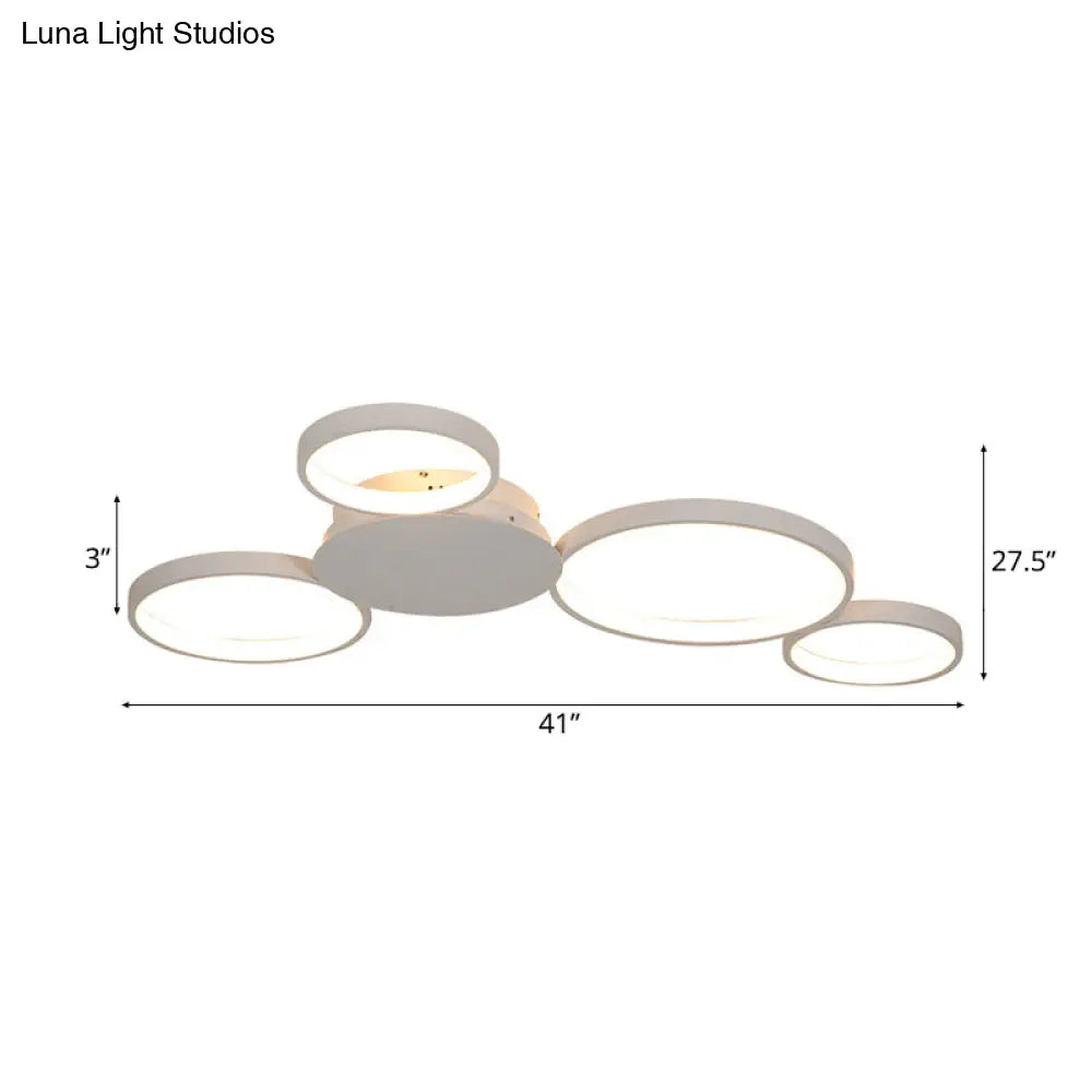 33.5’ - 47’ Wide White/Brown Ring Light Led Ceiling Flush Mount Lamp In Warm/White/Natural