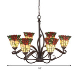 Red Cut Glass Chandelier Pendant Light - Mediterranean Ceiling Lamp With Blossom Design Ideal For