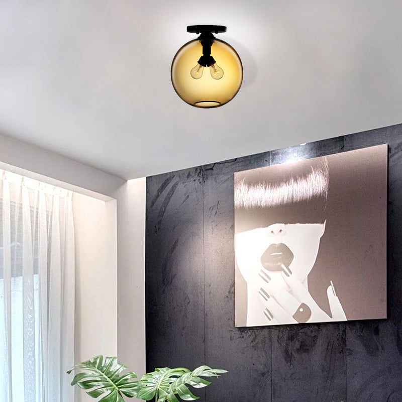 Modern 2-Head Flushmount Ceiling Lamp With Colorful Glass Shades - Global Mounted Light

Or

Global
