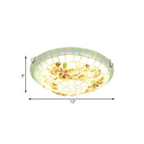 Tiffany-Style Led Flush Mount Lamp With Beige Shell Bowl Shade - Bedroom Ceiling Light Fixture