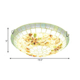 Tiffany-Style Led Flush Mount Lamp With Beige Shell Bowl Shade - Bedroom Ceiling Light Fixture