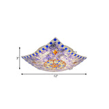 Baroque Style Purple Glass Led Flush Mount Recessed Light Fixture - Square Design 12/16/19.5 Wide