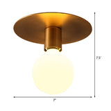 Golden Flush Mount Ceiling Lamp With Frosted Glass & Backplate Design