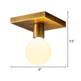 Golden Flush Mount Ceiling Lamp With Frosted Glass & Backplate Design