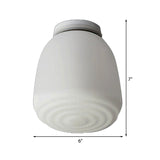 Minimalist 1 Head Flush Mount Lantern Light With Opal Glass Shade For Kitchen - 6/8 W Cone Lighting