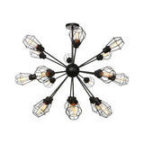 Farmhouse Style Black Pendant Light With Metal Cage Shade - 9/12/15 Lights Restaurant Chandelier
