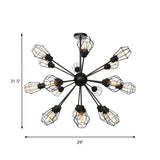Farmhouse Style Black Pendant Light With Metal Cage Shade - 9/12/15 Lights Restaurant Chandelier
